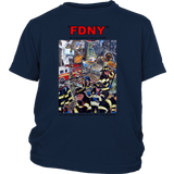 FDNY Painting by Yoko Komori Olson 2-SIDE YOUTH T-Shirt KEEP BACK 200 FEET