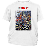 FDNY Painting by Yoko Komori Olson 2-SIDE YOUTH T-Shirt KEEP BACK 200 FEET