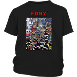 FDNY Painting by Yoko Komori Olson 2-SIDE YOUTH T-Shirt KEEP BACK 200 FEET