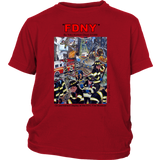 FDNY Painting by Yoko Komori Olson 2-SIDE YOUTH T-Shirt KEEP BACK 200 FEET